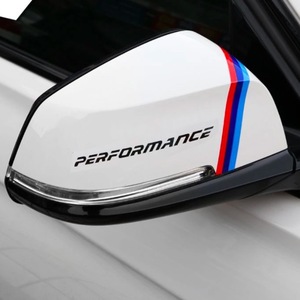 ステッカー サイドミラー PERFORMANCE パフォーマンス ロゴ ２個セット BMW Black White レーシングストライプ ☆新品送料無料☆