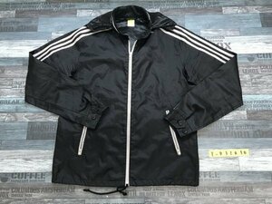 ＜送料無料＞ADIDAS アディダス メンズ サイドライン入 薄手 シャカシャカ ウィンドブレーカー ジップジャケット L 黒グレージュ