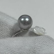 あこやパールリング　指輪　シルバーグレー　天然色　本真珠　7.5-8mm_画像4