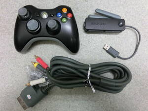 中古品 保管品 動作未確認 XBOX360 ワイヤレスコントローラー ワイヤレスLANアダプター D端子ケーブル/激安1円スタート