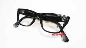 1960s ナイロン製ビンテージBLACK眼鏡フレーム Criss 黒セル NYLON ブラック Vintage アメリカ製 USA希少ウエリントンメガネ 