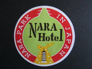  hotel label # Nara hotel # deer # Vintage # circle shape label 