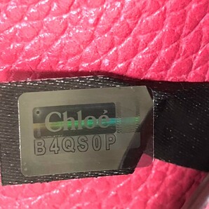 Chloe クロエ 二つ折り 長財布 ホック式 レザー ピンク系 レディース の画像10
