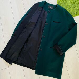 LANVIN 40 モスグリーン ノーカラーコート