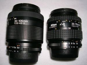 ☆　NIKON AF Nikkor 35-105mm F3.5-4.5D と 35-70mm F3.3-4.5　2本　中古　☆