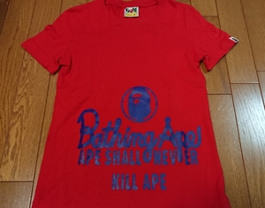 A BATHING APE■半袖Tシャツ■レディース■XS(KIDSにもオススメサイズ)■赤