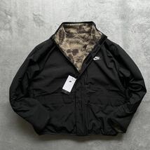 新品未使用 NIKE Lサイズ ナイキ リバーシブル ボアジャケット アウター ジャケット 迷彩 カモフラ カモ CAMO ブラック 黒 保温 正規品_画像7