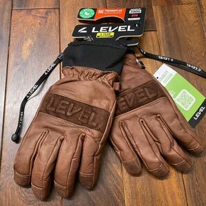 ★ LEVEL GLOVES レベルグローブ スノーグローブ sizeL ブラウン 新品未使用タグ付 イタリアデザイン スキー スノーボード 山羊本革 手袋