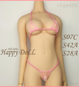 TBLeague 【Happy Doll】S07C/S42A/S28A 透け ビキニ ピンク 1/6 水着 Phicen ファイセン