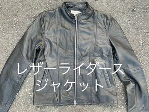 00s ビンテージ　レザージャケット　黒色 羊革　ブルゾン　ライダースジャケット　Sサイズ　革ジャン　ブラック