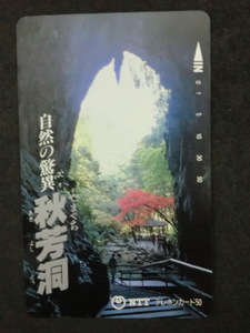 ◎テレホンカード 「秋芳洞　鍾乳洞」山口県　秋吉台国定公園　昭和62年　50度数☆m2