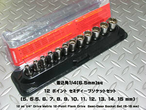 スナップオン Snap-on 差込1/4(6.5mm) 12Point セミディープソケットセット 112TMMDSY 新品