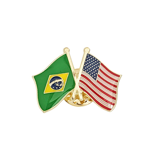 ブラジル×アメリカ フラッグピンバッジ 国旗ピンバッジ