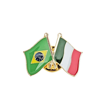 ブラジル×イタリア フラッグピンバッジ 国旗ピンバッジ_画像1
