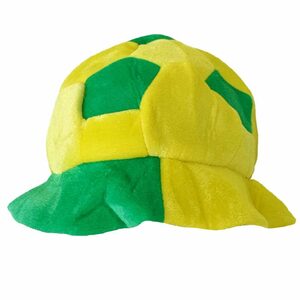 ブラジルカラーハット サッカーボール イベント スポーツ観戦、かぶりもの 帽子