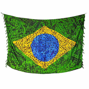 ボンフィン柄ブラジル国旗デザイン ブラジルカンガ 大判クロス