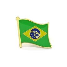 風になびく ブラジル国旗 ピンバッジ ゴールド_画像1