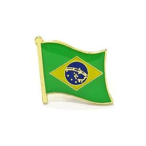 風になびく ブラジル国旗 ピンバッジ ゴールド