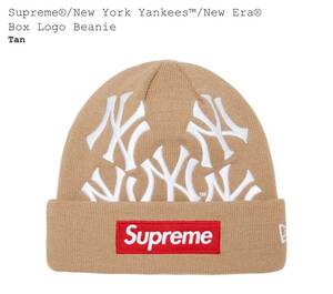 21FW Supreme New York Yankees New Era Box Logo Beanie Tan シュプリーム ニューヨーク ヤンキース ニューエラ ボックス ロゴ タン