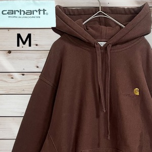 美品【人気デザイン】 Carhartt WIP カーハート パーカー 刺繍 即完売 肉厚 裏起毛 M フード ダブリューアイピー ブラウン 茶系 スウェット