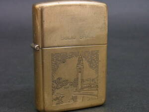 (XX58) 希少 Zippo SOLID BRASS 時計塔 コレクション 逆さ打ち 風景 ソリッドブラス ゴールド ヴィンテージ ダブルイヤー ジッポー ジッポ