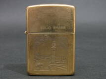 (XX58) 希少 Zippo SOLID BRASS 時計塔 コレクション 逆さ打ち 風景 ソリッドブラス ゴールド ヴィンテージ ダブルイヤー ジッポー ジッポ_画像2