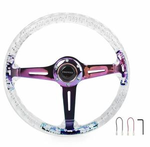 [ free shipping ] universal sport steering wheel,350mm,14 -inch,70mm, deep, white, steering wheel ( purple )