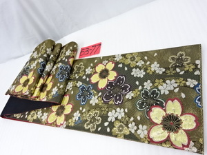 53-77/絢爛豪華 金彩 訪問着用? 祝着用? さくら桜 花柄 刺繍 帯 約4m50cm 和服 着物アクセサリー 婦人レディースファッション