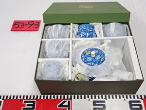 53-93/MAEBATA前畑陶器 唐草花紋 庫山窯 色絵染付 急須x1点 茶碗x5点 煎茶道具 茶器 陶器 陶芸品 和食器 キッチン台所用品