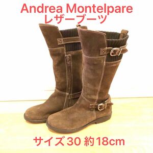 Andrea Montelpare サイズ30 約18cm ガールズ　フォーマルシューズ　【マメール購入】イタリア製レザーブーツ