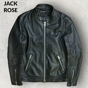 JACKROSE 羊革 レザー シングルライダースジャケット ブラック サイズ4 レザージャケット 