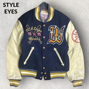 東洋 STYLE EYES バックロゴ 袖革 スタジャン M品番 ネイビー 38