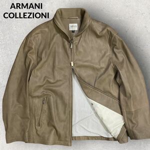 【稀少サイズXXXL】美品 ARMANI COLLEZIONI 羊革レザージャケット ダブルジップ 本革 大きいサイズ