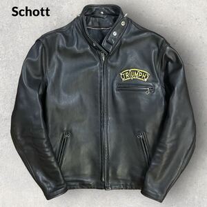 Schott ショット ビンテージ 641カスタム 鋲ジャン シングルライダースジャケット サイズ38 ブラックレザージャケット