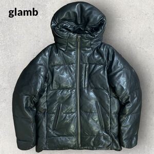 定価¥74.800 美品 glamb グラム 22AW Leather Puff JKT ブラック Mサイズ 羊革 ラムレザーシープスキン レザージャケット ダウンジャケット