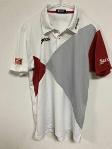 スリクソン ポロシャツ 半袖 srixon ゴルフ 白色×赤色