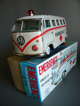 当時物 ★★60`s MMK ミカド Volkswagen EMERGENCY ワーゲンバス !! 作動良好 ブリキ日本製 デリバン 旧車 救急車★★未使用デッドストック_画像1