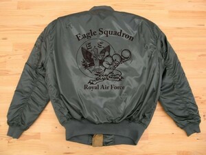 R.A.F. Eagle Squadron カーキ プリントMA-1タイプ 黒 M Printedジャケット イギリス空軍 イーグル飛行中隊 U.S. AIR FORCE