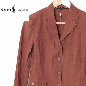 RALPH RL LAUREN ラルフローレン■コットン ジャケット ストレッチ 薄手 ロゴ入りスナップボタン /インパクト21■7■レッド系 ※NK3o16439