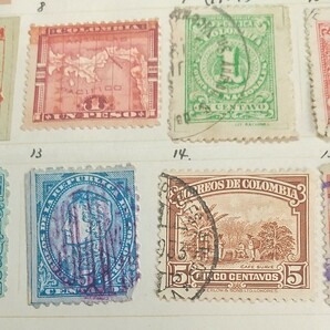 4844アンティーク希少なコロンビアの切手、1900年始め台紙に軽くとめてありますの画像7
