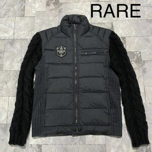 RARE ラーレ ダウンジャケット 袖ニット 海外企画 イタリアブランド ダブルジップ ナイロン ブラック サイズL 玉FS1150