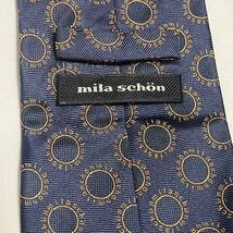 mila schon ミラショーン　シルクネクタイ　総柄　ネイビー系　ビジネス　メンズ　中古　古着　小物_画像3