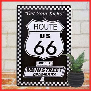 ブリキ看板　ROUTE66 ルート66 メインストリート US インテリア