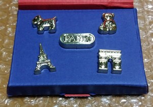 *Un jour Anne Jules PARIS Paris push pin drawing pin 5 piece set eferu.... teddy bear dog 