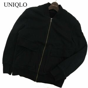 UNIQLO × HELMUTLANG ユニクロ ヘルムートラング 裏起毛★ ボア アーバン スウェット ジャケット ブルゾン Sz.M　メンズ 黒　C3T09544_A#N