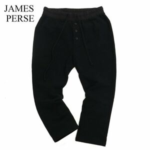 JAMES PERSE ジェームスパース 通年 ストレッチ サルエル クロップド丈 スウェット★ イージー パンツ Sz.1　メンズ 黒　C3B04076_A#R