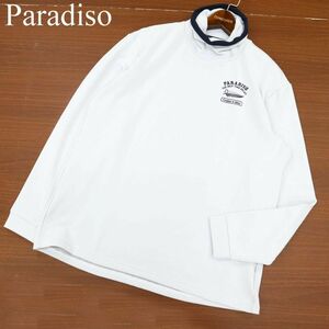 Paradiso パラディーゾ 通年 ロゴ刺繍★ 長袖 ハイネック カットソー Tシャツ Sz.LL　メンズ 灰 ゴルフ 日本製 大きいサイズ　C3T09619_A#F