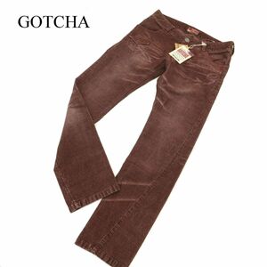 【新品 未使用】 GOTCHA ガッチャ 秋冬 ロゴ刺繍★ ストレッチ コーデュロイ スリムストレート パンツ Sz.M　メンズ サーフ　C3B04242_B#Q