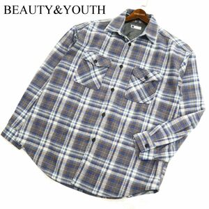 info. BEAUTY&YOUTH ユナイテッドアローズ 秋冬 長袖 チェック ワーク ネル★ ビッグシルエット シャツ Sz.L　メンズ 日本製　C3T09820_B#B