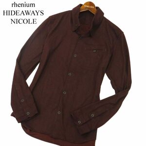 rhenium HIDEAWAYS NICOLE ハイダウェイ ニコル 秋冬 長袖 ボタンダウン ネル★ シャツ Sz.48　メンズ ボルドー　C3T09668_A#B